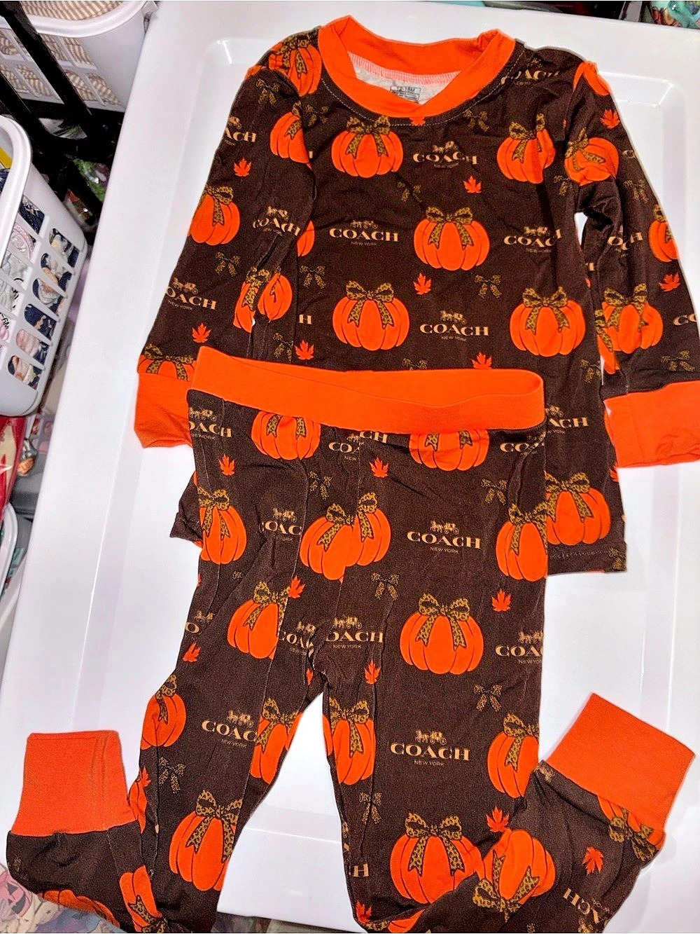Bow Pumpkin Pajama Set